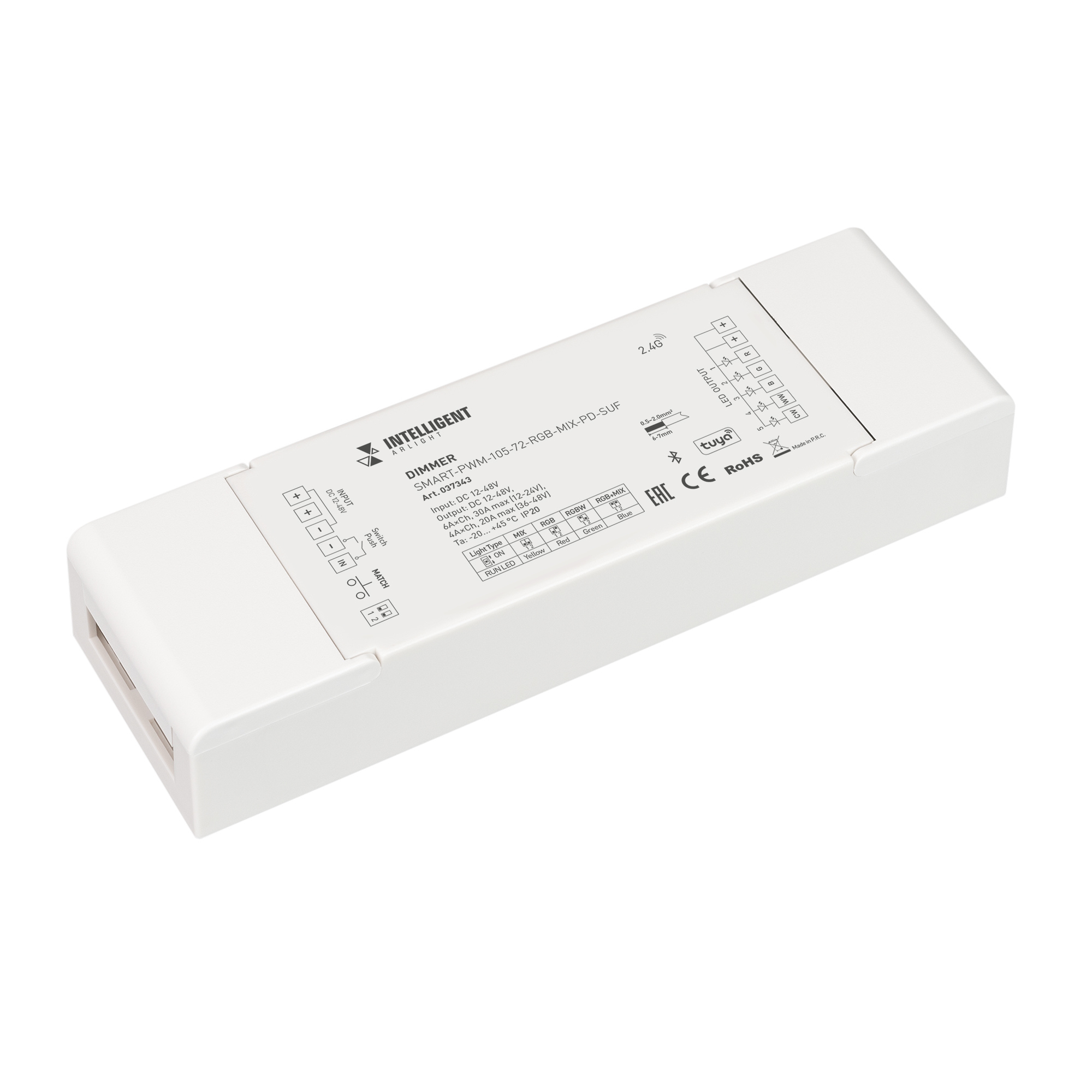 

Диммер SMART-PWM-105-72-RGB-MIX-PD-SUF 12-24V/36-48V 360-720W/720-960W 5x6A Arlight 037343