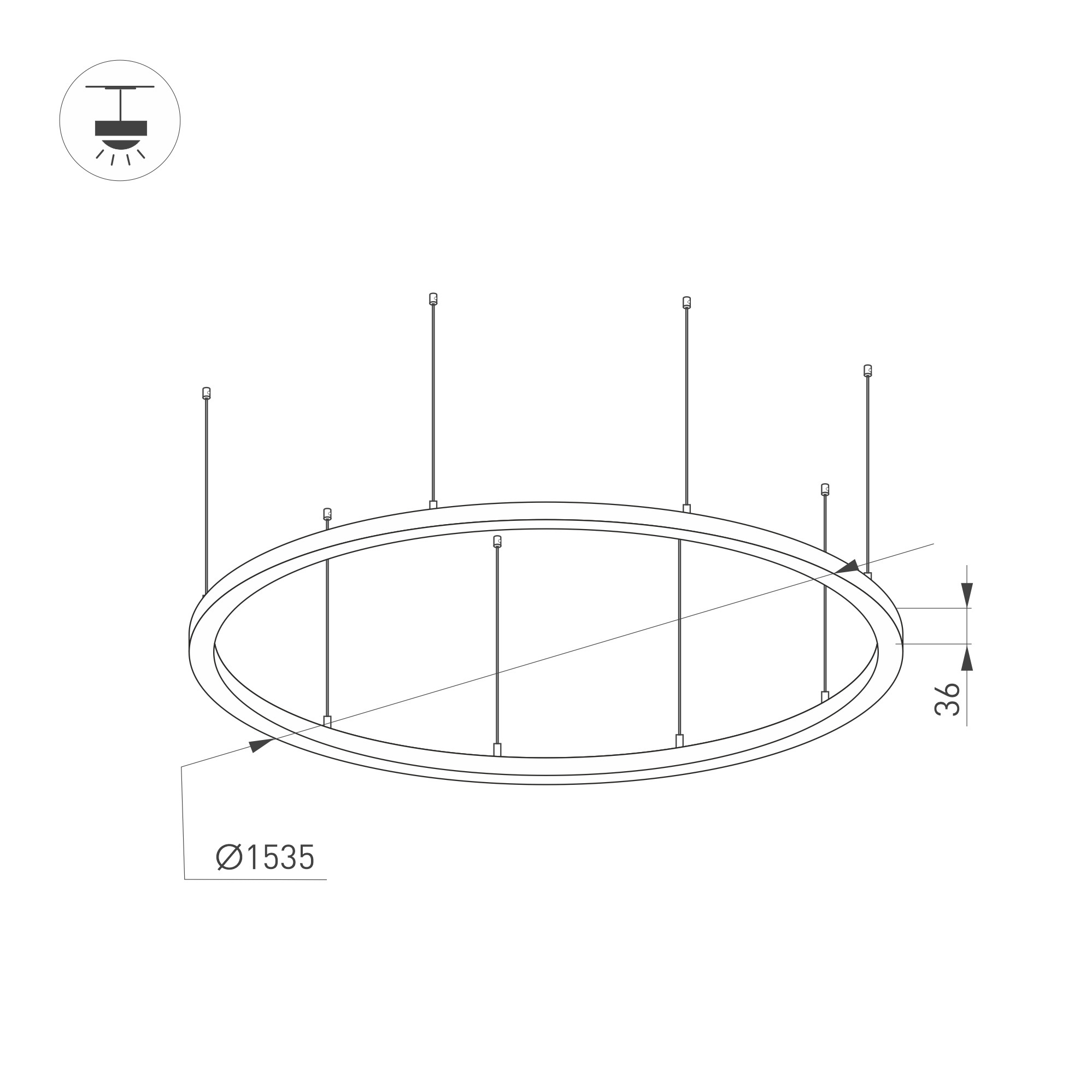 Потолочный светильник SP-LINE-HANG-ARC-O3535-D1500-124W Arlight 034013(2), цвет белый - фото 2