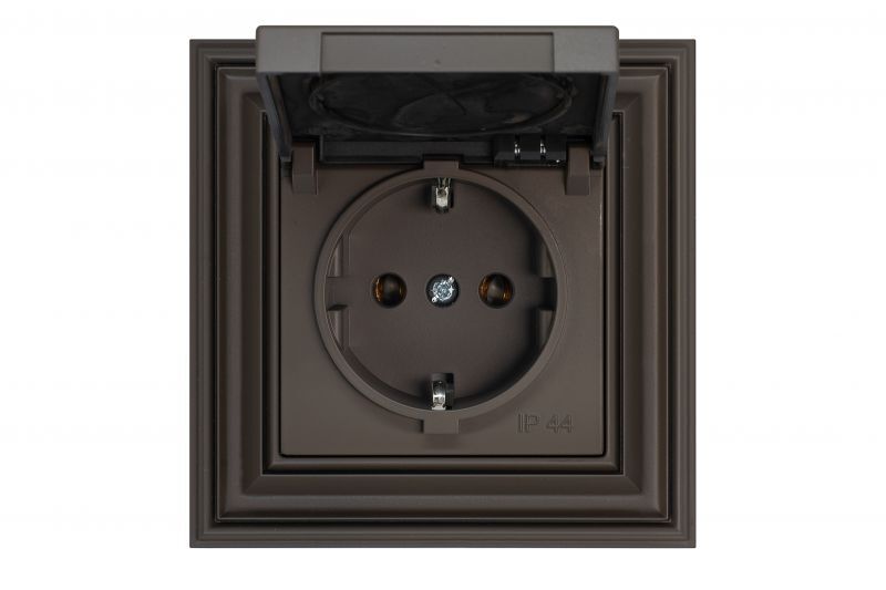 Розетка электрическая с/з Liregus RETRO 29-023, цвет коричневый - фото 1