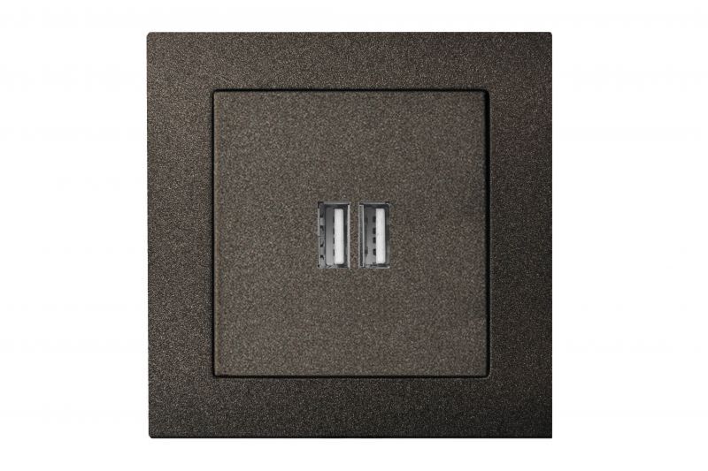 Розетка USB Liregus EPSILON 28-1136, цвет чёрный - фото 1
