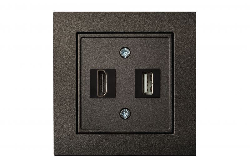 Розетка HDMI+USB Liregus EPSILON 28-1131, цвет чёрный - фото 1