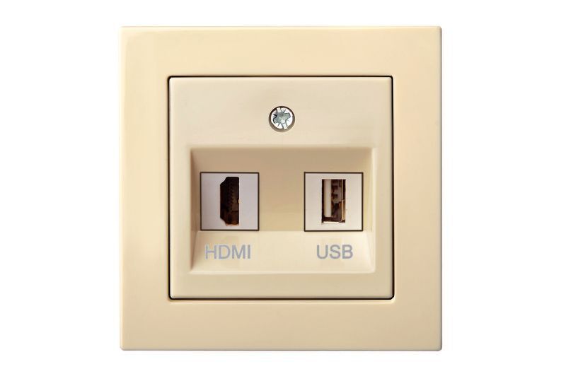 Розетка HDMI+USB Liregus EPSILON 28-085, цвет бежевый - фото 1