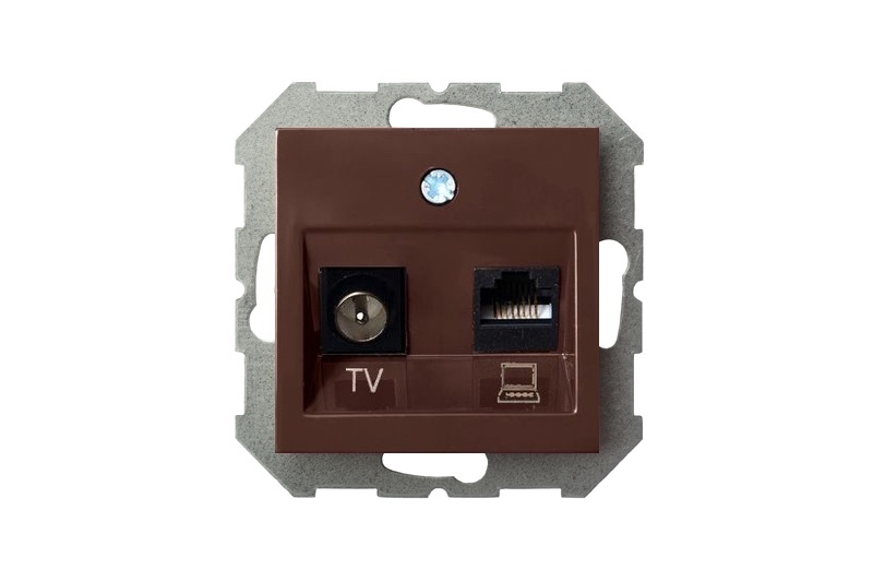 Розетка TV/интернет RJ45 Liregus EPSILON 28-143, цвет коричневый - фото 2