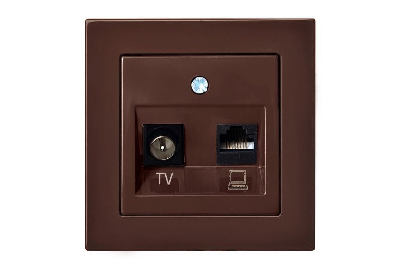 Розетка TV/интернет RJ45 Liregus EPSILON 28-143, цвет коричневый - фото 1