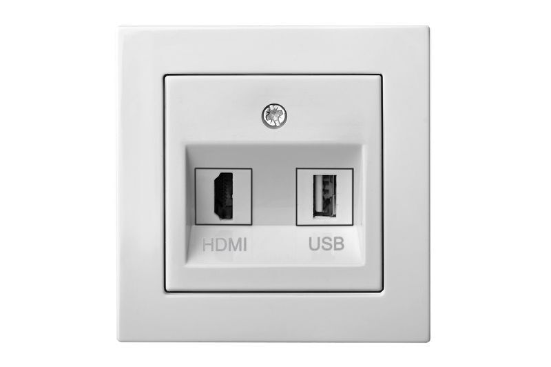 Розетка HDMI+USB Liregus EPSILON 28-035, цвет белый - фото 1