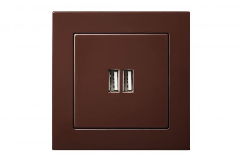 Розетка USB Liregus EPSILON 28-1453, цвет коричневый