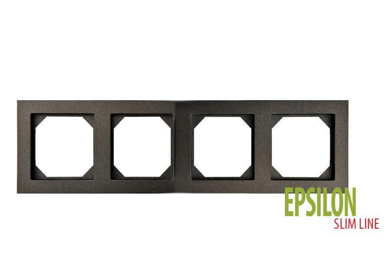 Рамка на 4 поста Liregus EPSILON 28-1204, цвет чёрный - фото 1