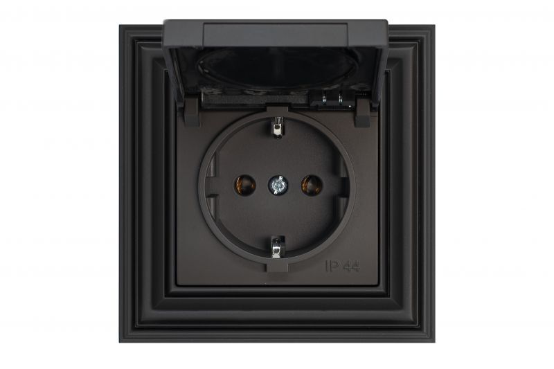 Розетка электрическая со шторками Liregus RETRO 29-223, цвет чёрный;матовый - фото 1