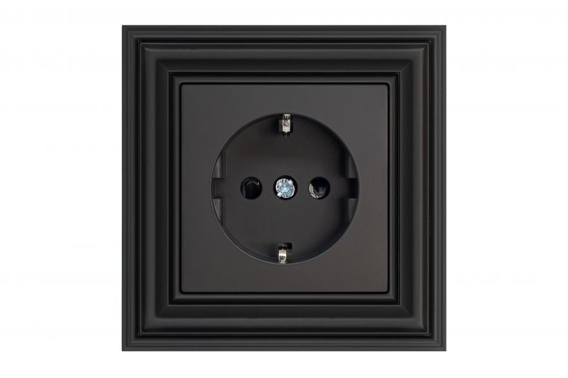 Розетка электрическая со шторками Liregus RETRO 29-225, цвет чёрный;матовый - фото 1