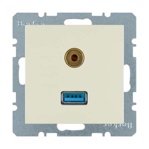 Двойная розетка USB + Аудио 3,5mm 20IP  Berker S.1 3315398982, цвет бежевый - фото 1