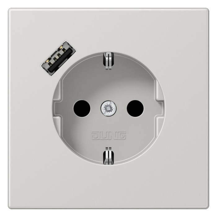 Розетка с/з + USB Jung LS1520-18ALG, цвет серый - фото 1