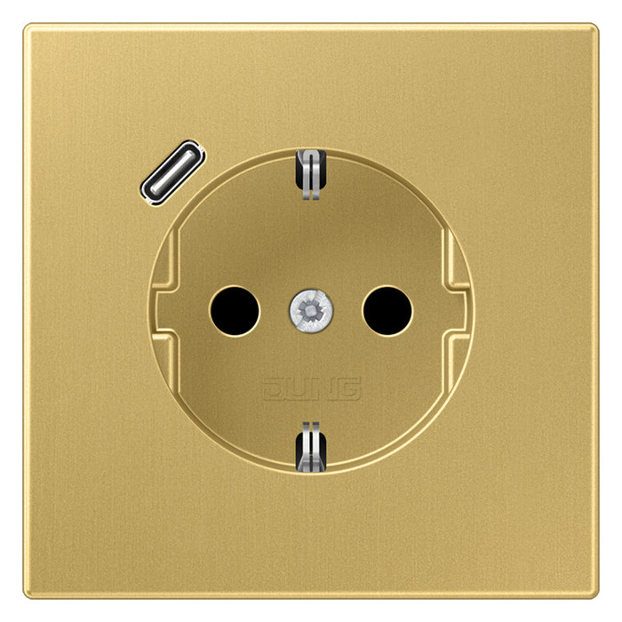 Розетка с/з + USB Jung LS METAL ME1520-18CC-L, цвет золотистый