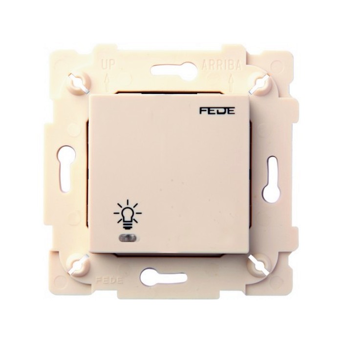 Выключатель одноклавишный с подсветкой Fede FD28601-A, цвет бежевый - фото 1