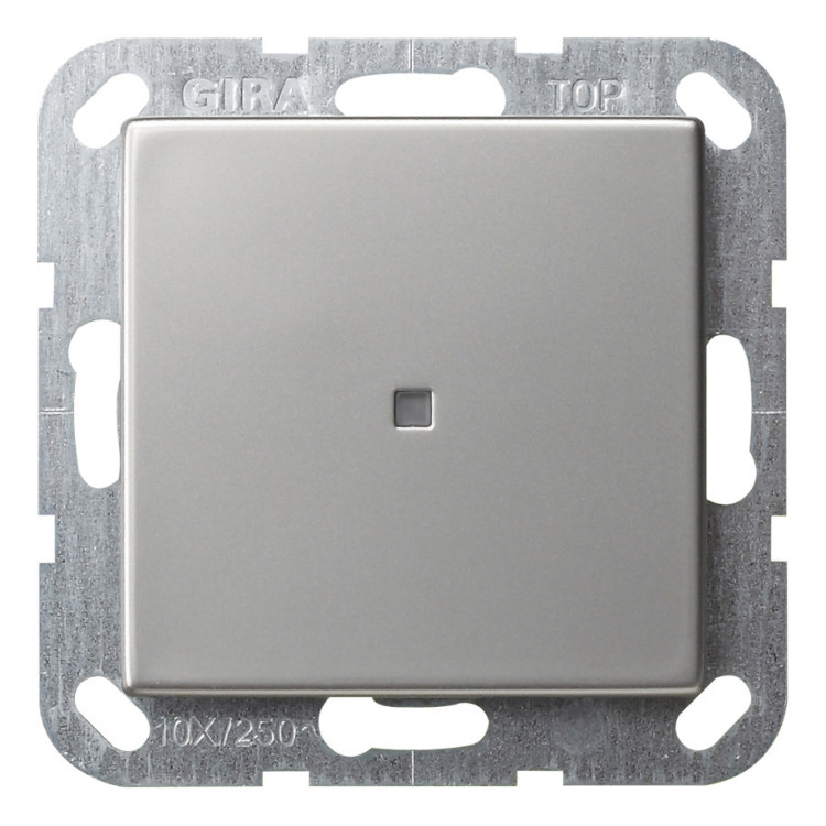 Выключатель кнопочный с подсветкой Gira SYSTEM 55 0136600, цвет серебристый - фото 1