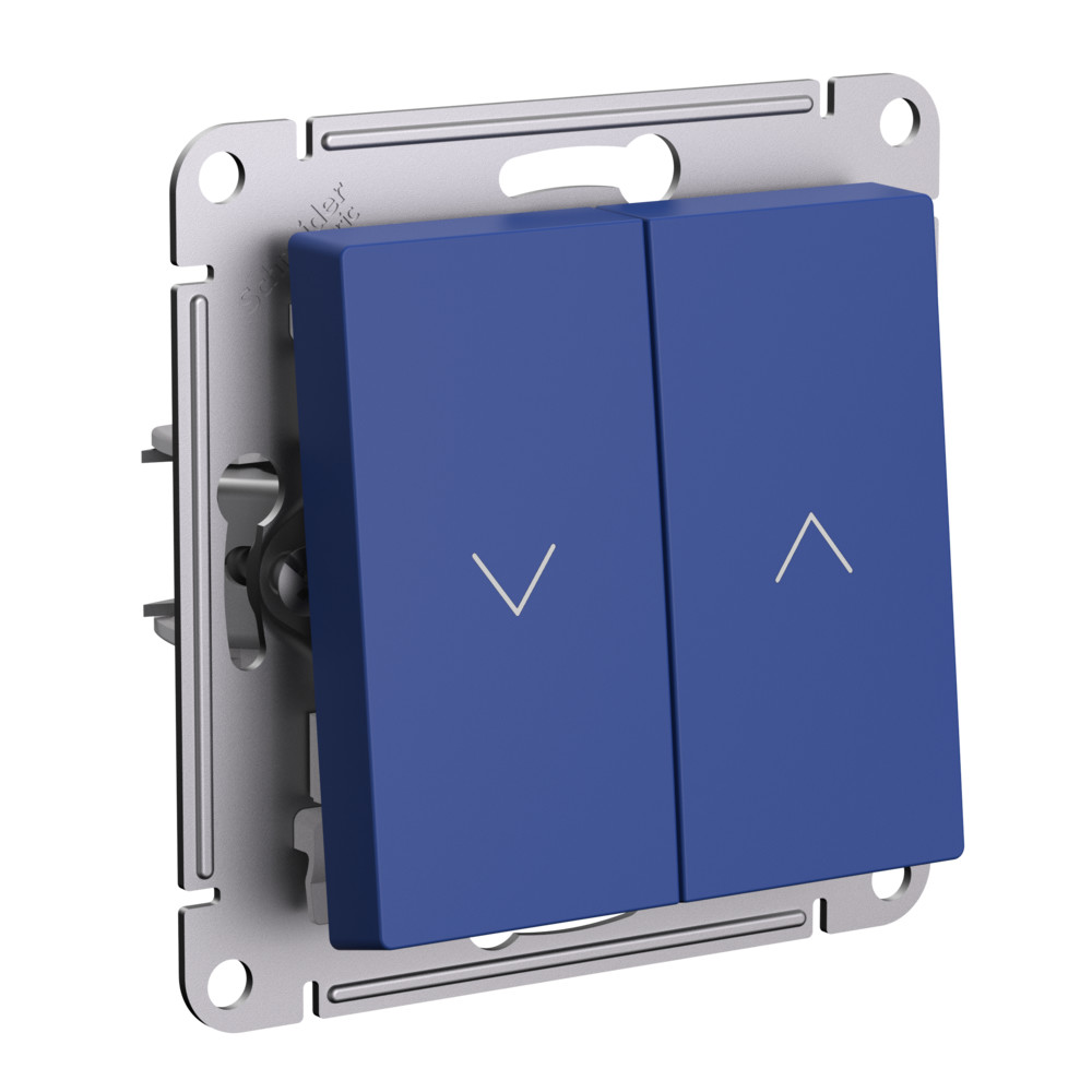 Переключатель для жалюзи двухклавишный Systeme Electric ATLAS DESIGN ATN001119, цвет синий - фото 1