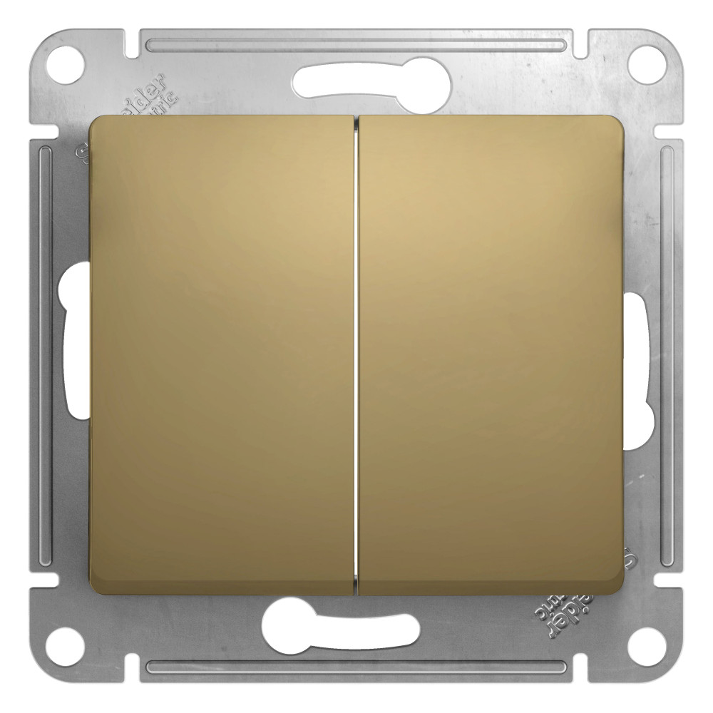 Выключатель двухклавишный Systeme Electric GLOSSA GSL000451, цвет золотистый - фото 1