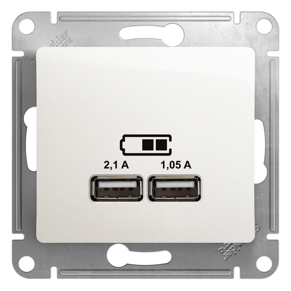 Розетка USB Systeme Electric GLOSSA GSL000633, цвет белый - фото 1