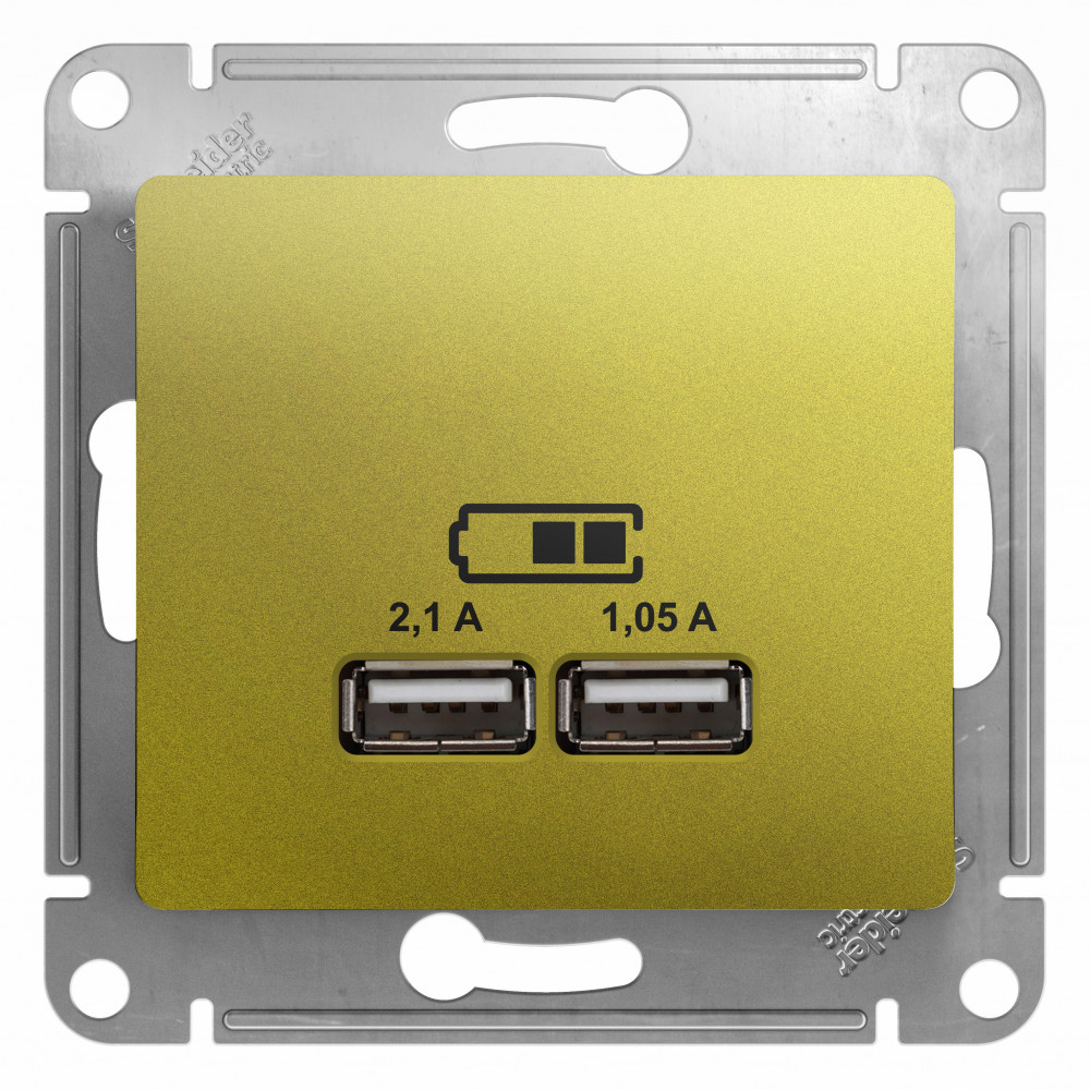 Розетка USB Systeme Electric GLOSSA GSL001033, цвет зелёный - фото 1