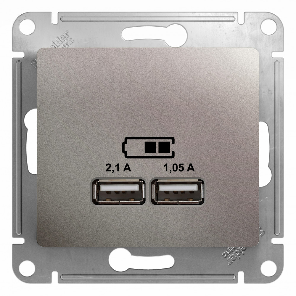 Розетка USB Systeme Electric GLOSSA GSL001233, цвет серебристый - фото 1