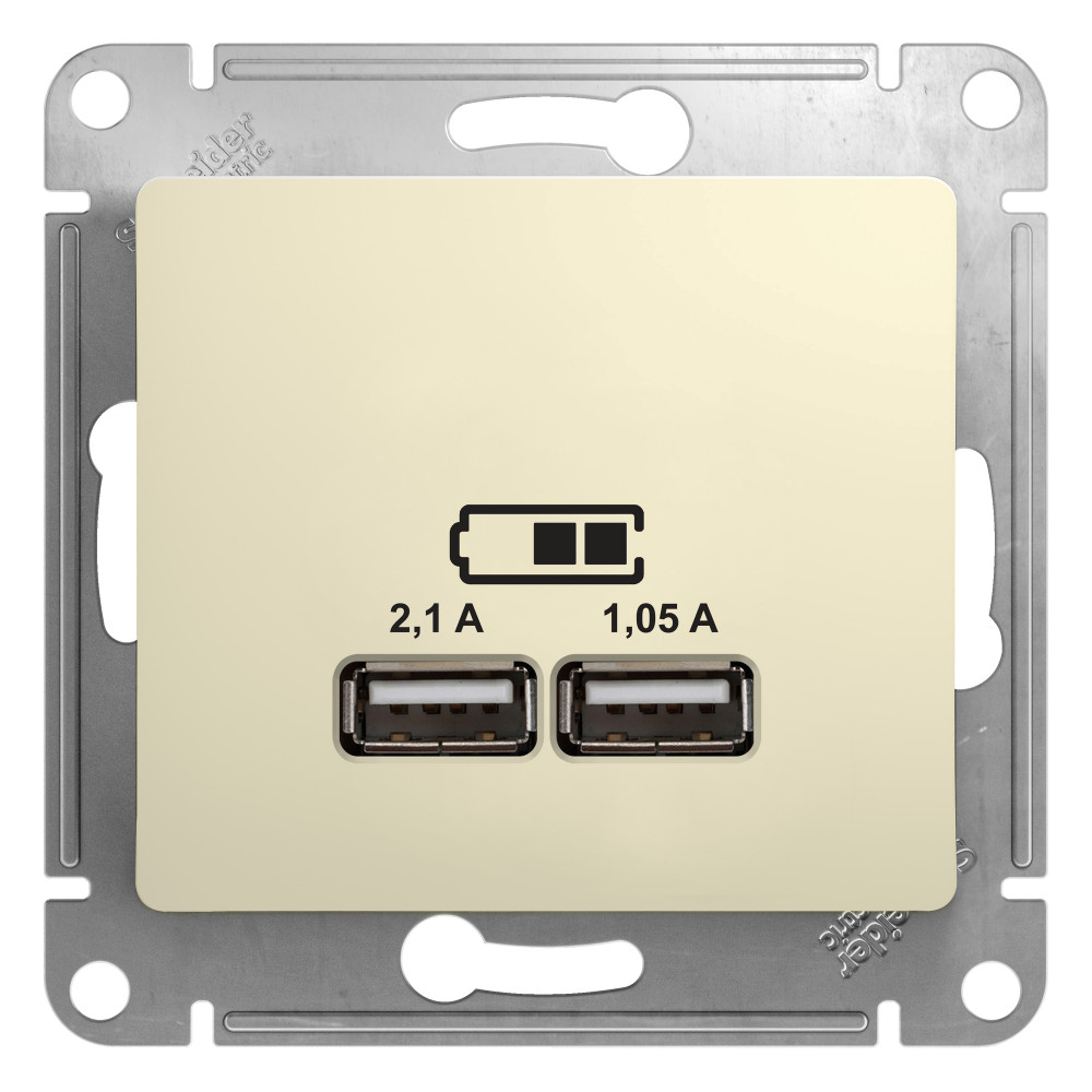 Розетка USB Systeme Electric GLOSSA GSL000233, цвет бежевый - фото 1