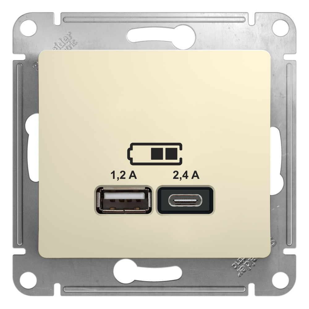 Розетка USB Systeme Electric GLOSSA GSL000239, цвет бежевый - фото 1