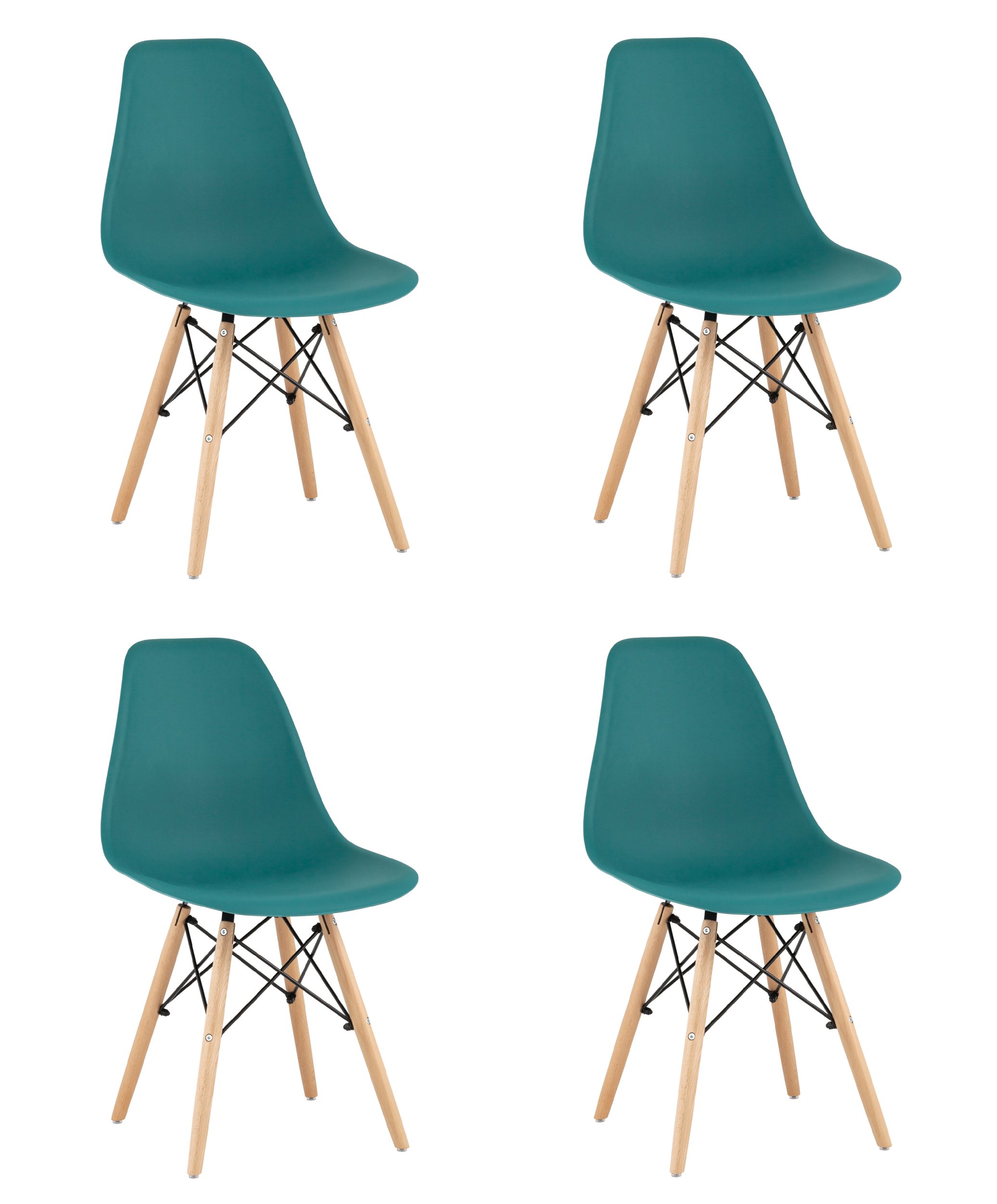 Комплект стульев (4шт) Stool Group DSW УТ000035182, цвет голубой;коричневый