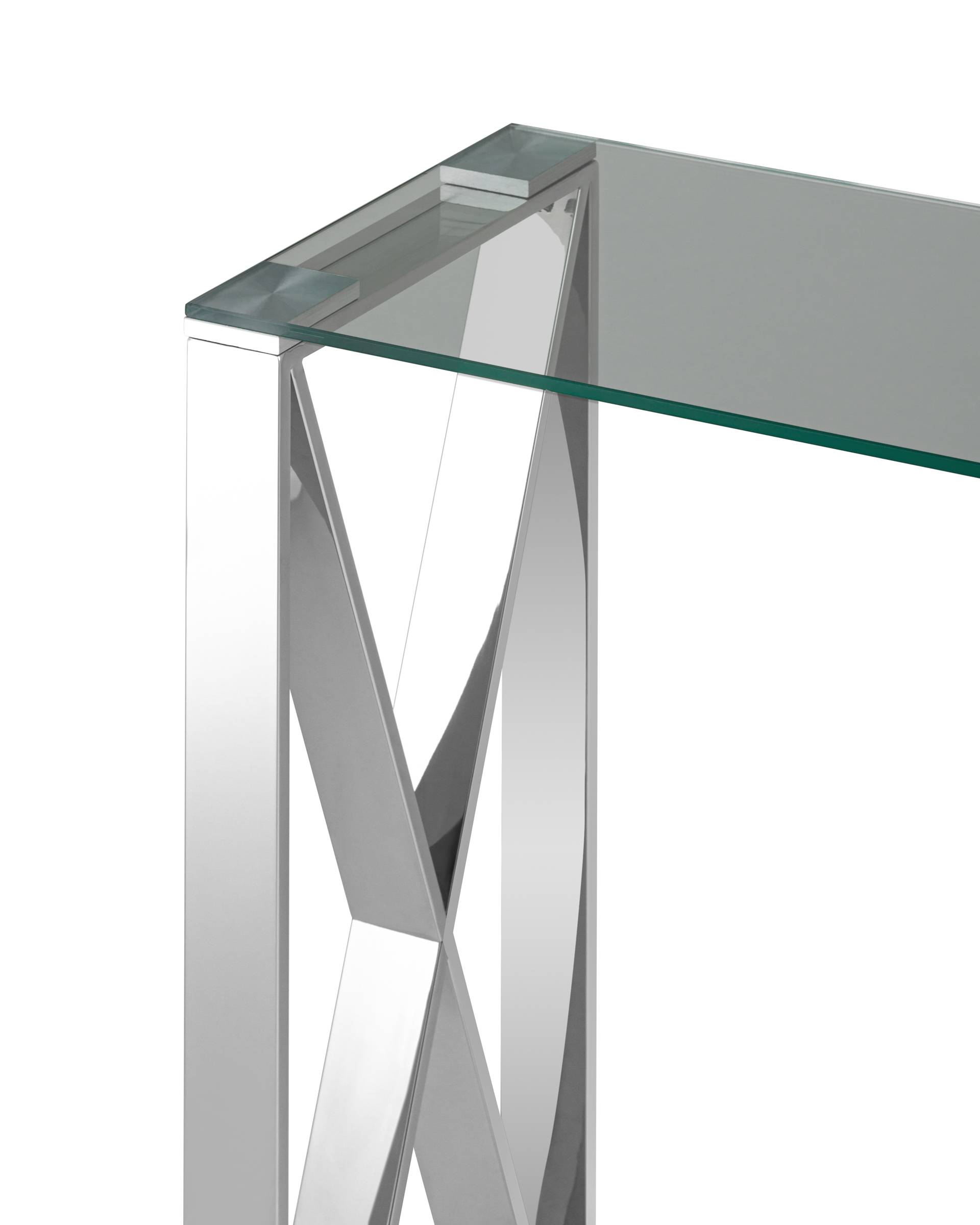 Консольный стол Stool Group КРОСС УТ000004646, цвет серебристый;прозрачный - фото 3