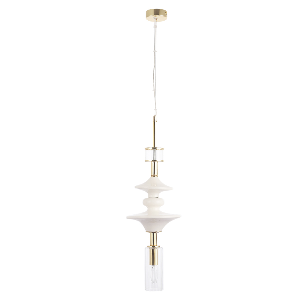 Подвесной светильник Crystal Lux VALENCIA SP1.4 GOLD, цвет белый;прозрачный - фото 1