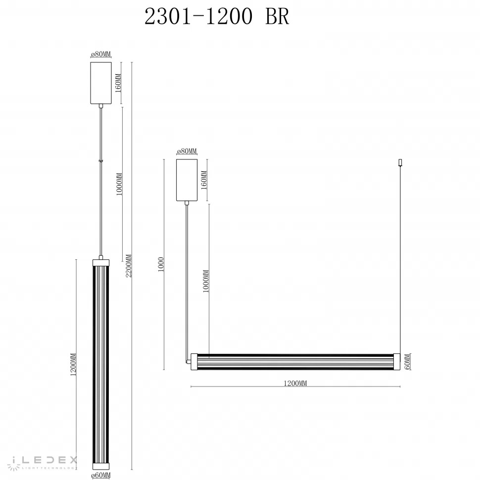 Подвесной светильник iLedex ROCKS 2301-1200 BR, цвет прозрачный - фото 3