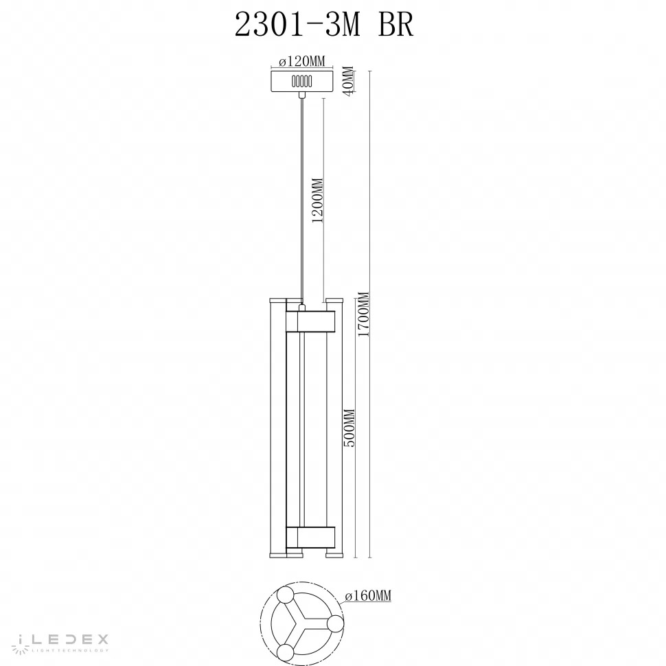 Подвесной светильник iLedex ROCKS 2301-3M BR, цвет прозрачный - фото 2