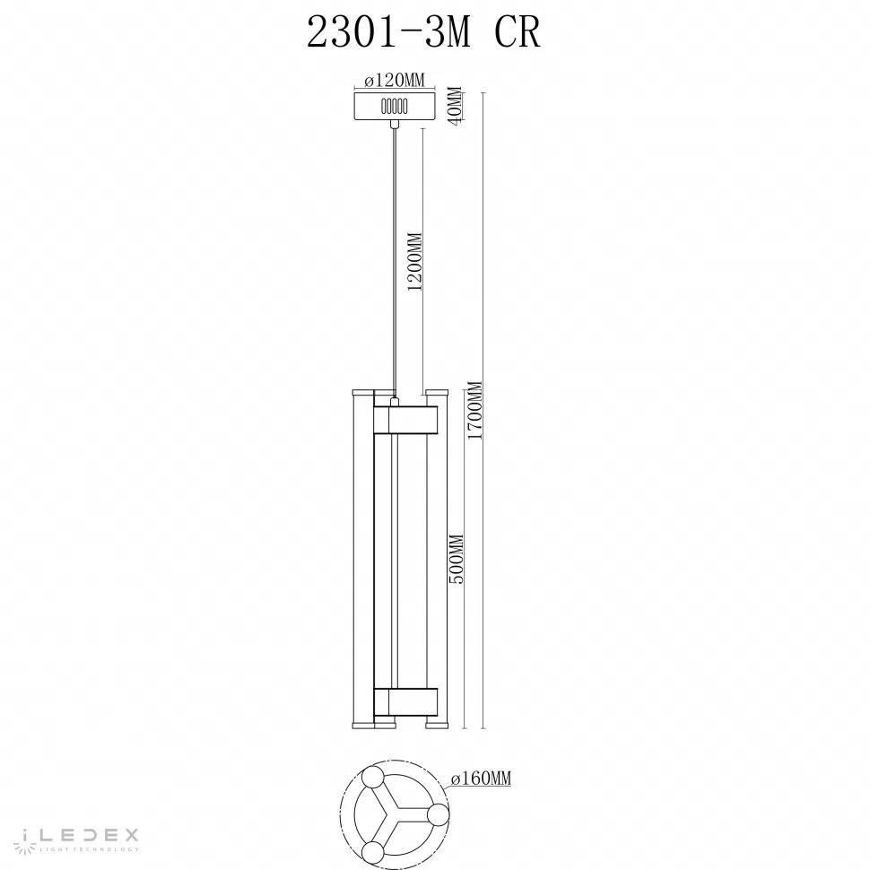 Подвесной светильник iLedex ROCKS 2301-3M CR, цвет прозрачный - фото 2