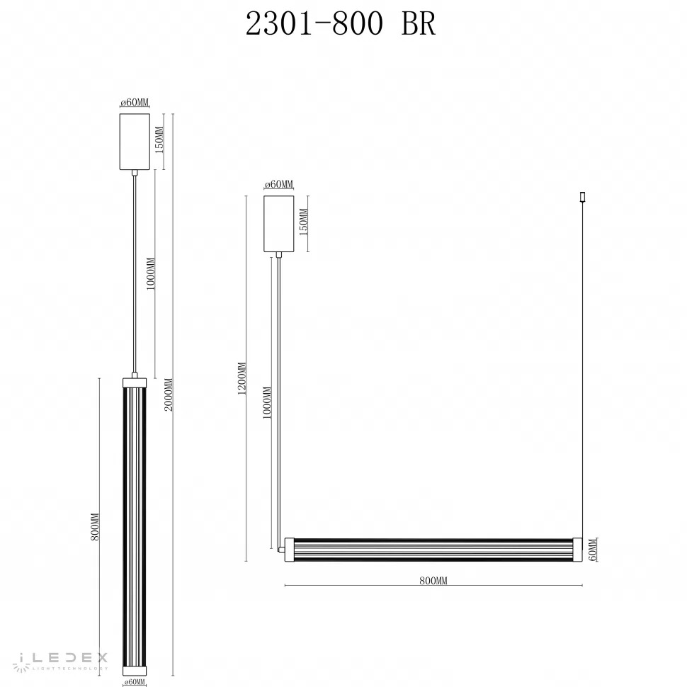 Подвесной светильник iLedex ROCKS 2301-800 BR, цвет прозрачный - фото 2