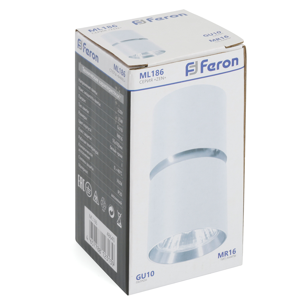 Точечный накладной светильник Feron ML186 48640, цвет белый;хром - фото 9