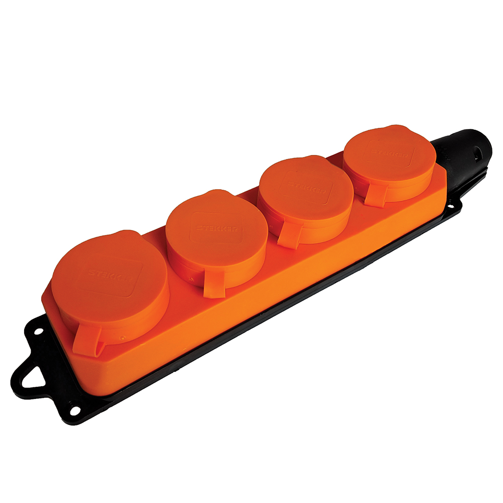 Розеточный блок переносной Stekker ОДРИ 49404, цвет оранжевый - фото 1