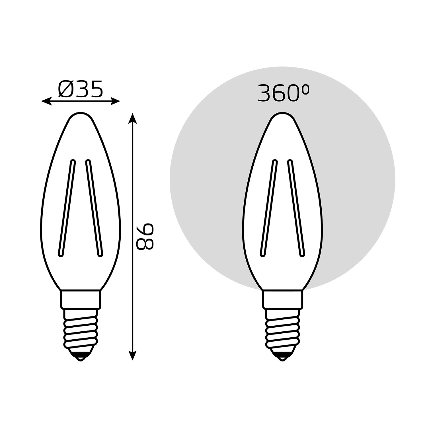 Светодиодная филаментная лампа Gauss FILAMENT ELEMENTARY Свеча 8W 510Lm 2700K E14 32118, цвет теплый - фото 7