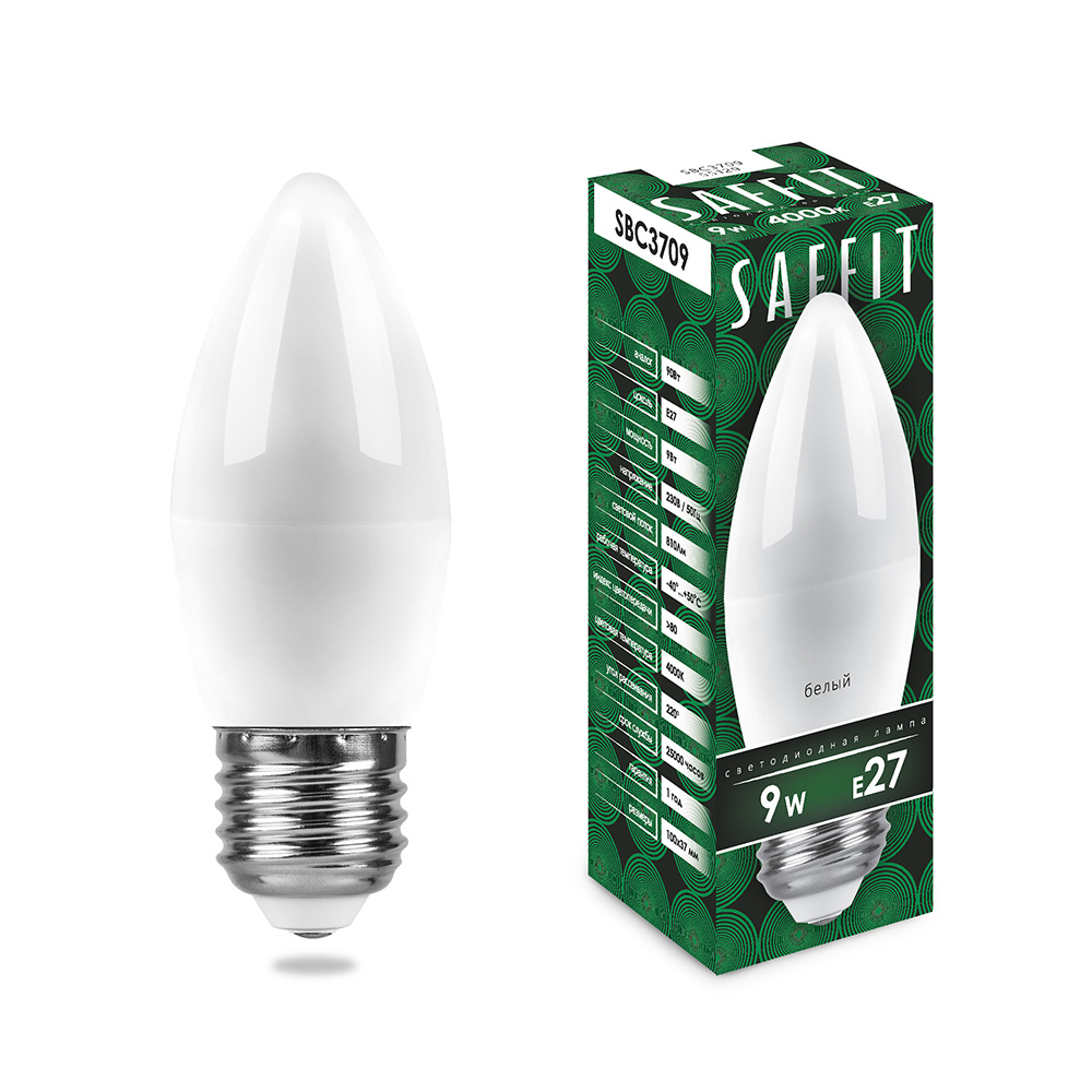 Светодиодная лампа Saffit Свеча 9W 810lm 4000K E27 55129, цвет белый;матовый - фото 1