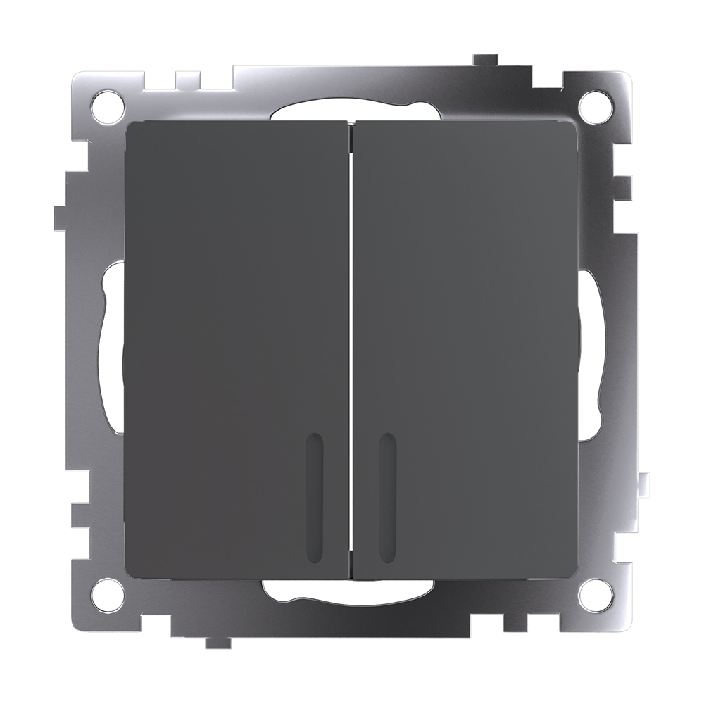 Выключатель двухклавишный Stekker GLS10-7102-06 49409, цвет чёрный