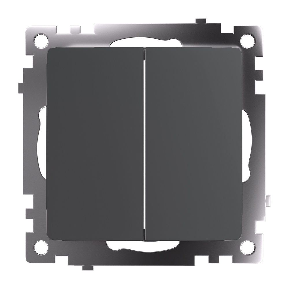 Выключатель двухклавишный Stekker GLS10-7104-06 49411, цвет чёрный