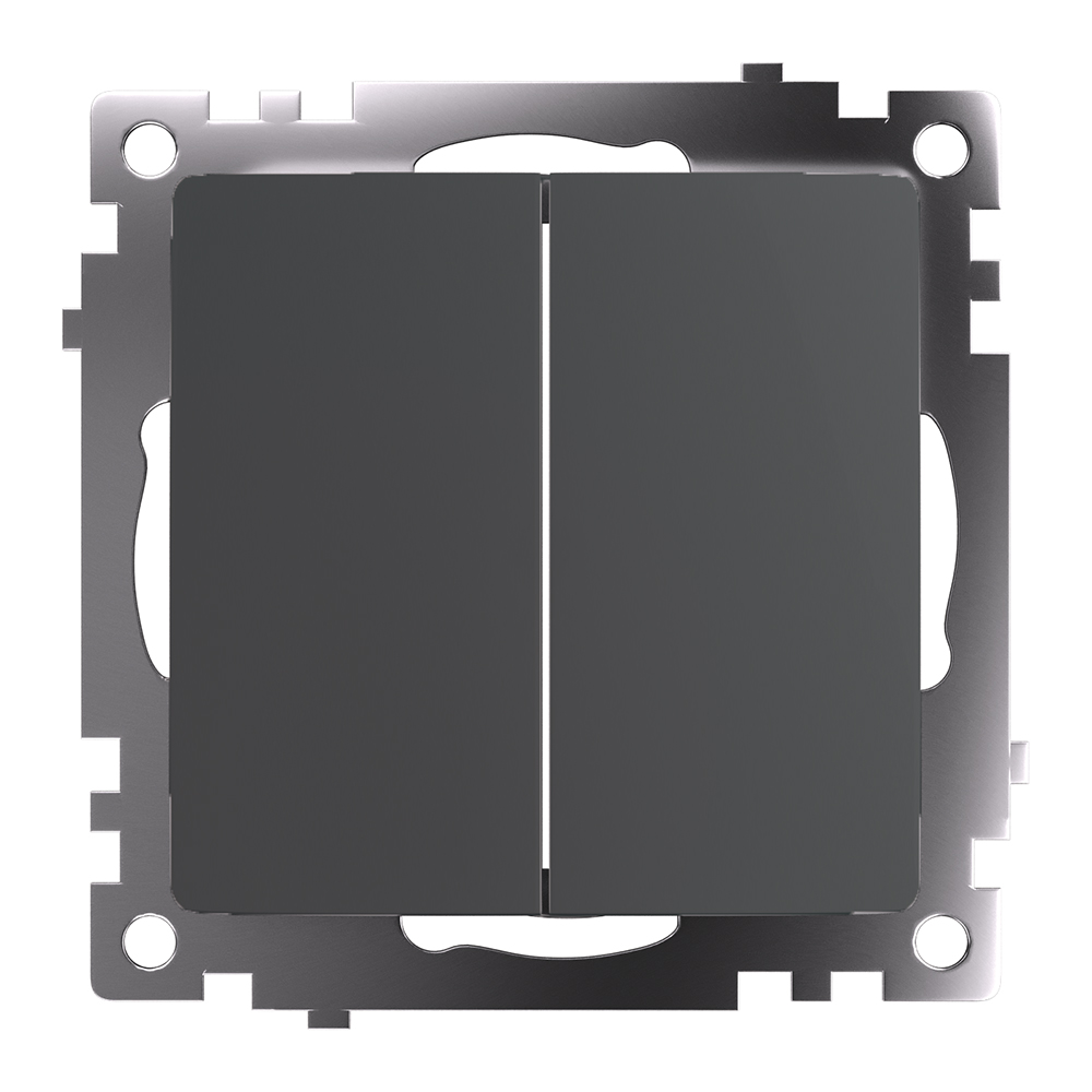 Выключатель двухклавишный Stekker GLS10-7107-06 49414, цвет чёрный