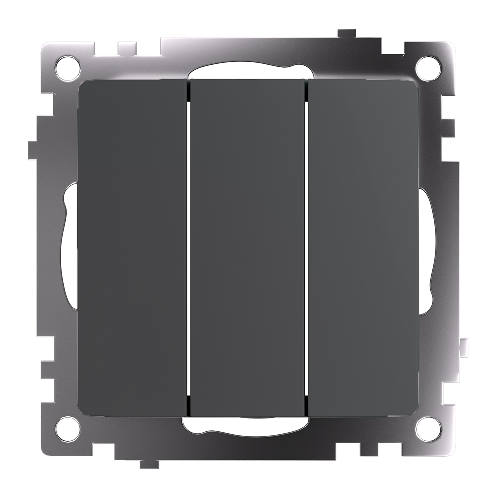 Выключатель трехклавишный Stekker GLS10-7108-06 49415, цвет чёрный