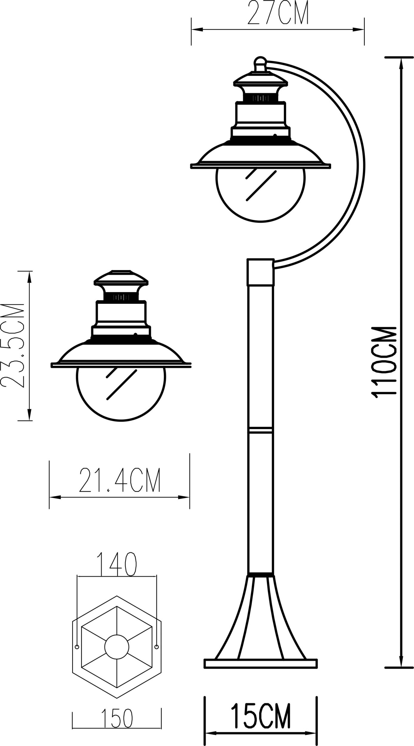 Уличный светильник Arte Lamp AMSTERDAM A1523PA-1BN, цвет черный;золотистый - фото 5